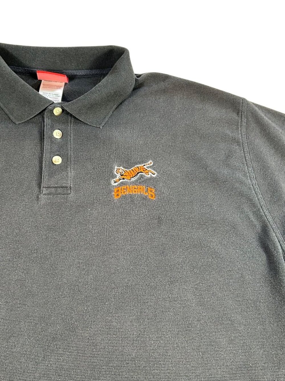 VTG Cincinnati Bengals Reebok Polo Men's 2XL Black Orange NFL Polo Short Sleeve